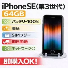 美品 バッテリー100% iPhone SE (第3世代) 64GB