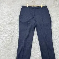 ZARA ザラ センタープレス スラックス テーパードパンツ アンクル丈 紺