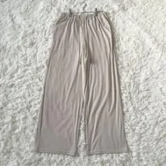 GU ジーユー　リブイージーワイドパンツベージュ L ウエストゴム　楽ちん