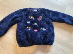 車の刺繍入りネイビー95トレーナー