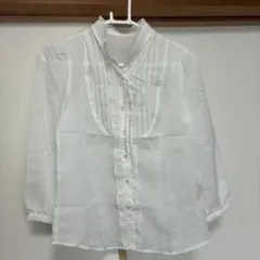 ユニクロ　ホワイトフリル付き長袖シャツ　9R