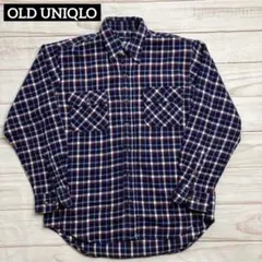 紺タグ OLD UNIQLO チェック 長袖 ネルシャツ