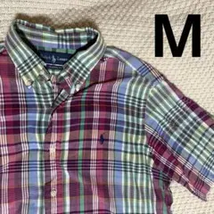 古着 ポロ ラルフローレン 半袖 チェックシャツ コットン M ポニー刺繍のサムネイル