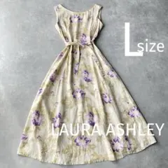 希少✨ローラアシュレイ　花柄ワンピース　リネン100% ヴィンテージ　11号