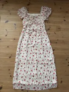 SNIDEL 花柄 ゴールドシーケンス パフスリーブ マキシワンピース 0