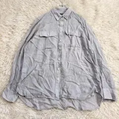 8748 良品✨バナナリパブリック 長袖シアーシャツ グレー ゆったり ロング丈のサムネイル