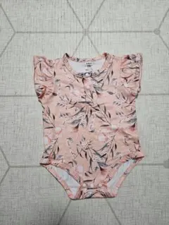 花柄フリル袖ロンパース