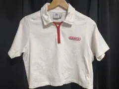 adidas ホワイト クロップドポロシャツ