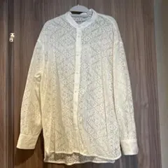 OPAQUE.CLIP ホワイト レース長袖シャツ　Mサイズ