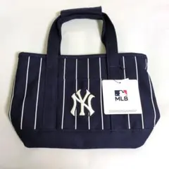 ニューヨーク・ヤンキース 刺繍ロゴ　ストライプ ミニトートバッグ ネイビーのサムネイル
