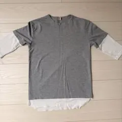 Purple&Yellow 重ね着風 Tシャツ グレー S
