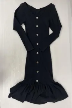 knmen136-0957 SNIDEL ハブニットロングワンピース　ブラック