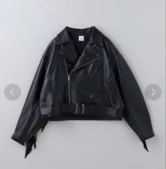 6 ROKU フリンジ レザー ライダースジャケット