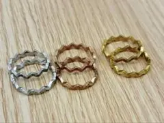 ウェーブデザインリング シルバー・ピンクゴールド・ゴールド y2k