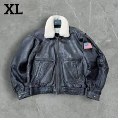 【本革】G-1 A-2 フライトジャケット 2way ボア XL　星条旗　濃茶