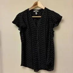 H&M 半袖 ブラウス ブラック 総柄のサムネイル