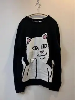 RIPNDIP ニット セーター ブラック ホワイト 猫