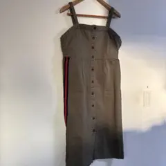 未使用タグ付き★GORGE★オリーブグリーン サロペット ストライプデザイン