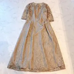 タイムセールBou jeloud 刺繍レース　ゴールド　マキシオケージョンドレス