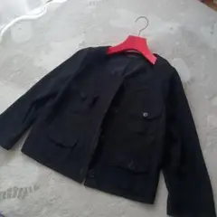 美品レキップ.ヨシエイナバ黒ノーカラージャケット