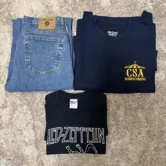 【古着 】スウェット1点、デニム1点、ロックTシャツ1点 まとめ売り セット