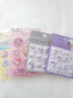 【#414】スヌーピー ウォーターシール フロッキーシール 4枚セット