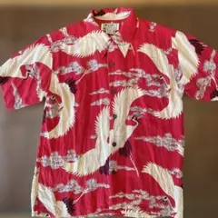 希少　パイナップルジュース　アロハシャツ USA製　ハワイ製　和柄 鶴　松　M 希少 パイナップルジュース アロハシャツ USA製 ハワイ製 和柄 鶴 松 M