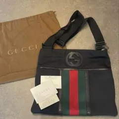 グッチ　GG インターロッキング　シェリーラインGucci ブラック サコッシュ