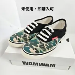 【未使用】WAMWAM ワムワム 迷彩柄 スリッポン スニーカー 21cm 通学