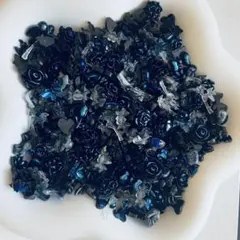 【50個】ブルー素材mix ネイルパーツ　デコパーツ まとめ売り　地雷系　星空