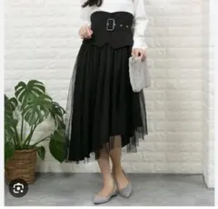 ベルト付きアシンメトリーフレアスカートのサムネイル