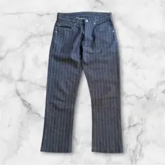 【ジップデザイン】vintage ストライプ柄 パンツ チャコールグレー 古着