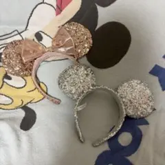 ミニー カチューシャ ピンク スパンコール ミッキー　シルバー