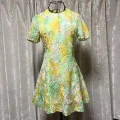 昭和レトロ 平成 Y2K 花柄 半袖 Aライン ワンピース