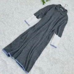 Thevon リブニットカラーワンピース ジップアップ スリット フリーサイズ