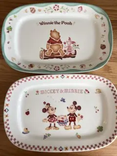 ディズニー　プーさんとミッキー皿　2枚セット　バラ売り可