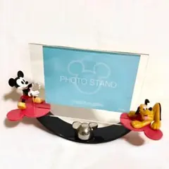 【Disney】ミッキー&プルートフィギュア付き＊ゆらゆらフォトスタンド＊レトロ