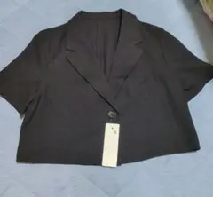 【GU】新品ショートスリーブジャケット ブラック Mサイズボックスシルエッ 春夏