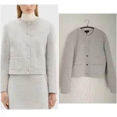 美品 Theory 定価5.3万 ウールダブルフェイス ノーカラージャケット 0
