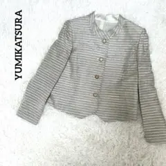 桂由美 ビンテージジャケット スタンドカラー ラメツイード シルク