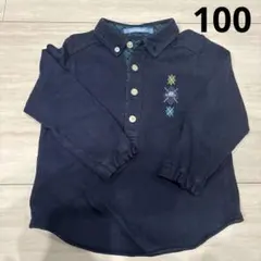 familiar♡ネイビー 長袖ポロシャツ 100