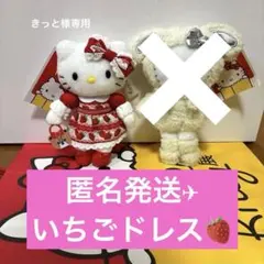 京都限定　ハローキティ展マスコットキーホルダー　いちごドレス