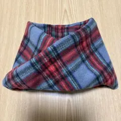 フリース地　スヌード グレーと赤のチェック柄