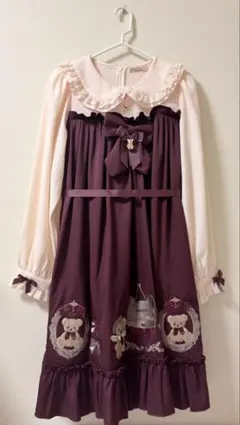 Amavel Bears ClosetスイートAラインワンピース ボルドーのサムネイル