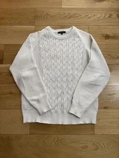 ロサーセン ホワイト ケーブル編みセーター L