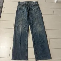 ダメージ加工 ストレートデニムパンツ 青　　29インチ