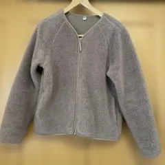 UNIQLO フリース ノーカラー ジャケット　カーディガン　ブラウン M
