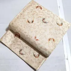 A◆着物くつろぎ 綾錦 蝶唐草文 クリーム色 六通 正絹 袋帯29