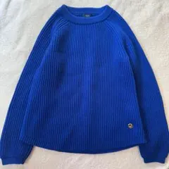 シップス リブニット セーター 毛 ウール 青 ブルー サイズ36
