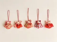うさぎ　5個 ちりめん細工　吊るし飾り　rabbit